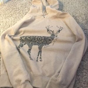 Beige hoodie with deer